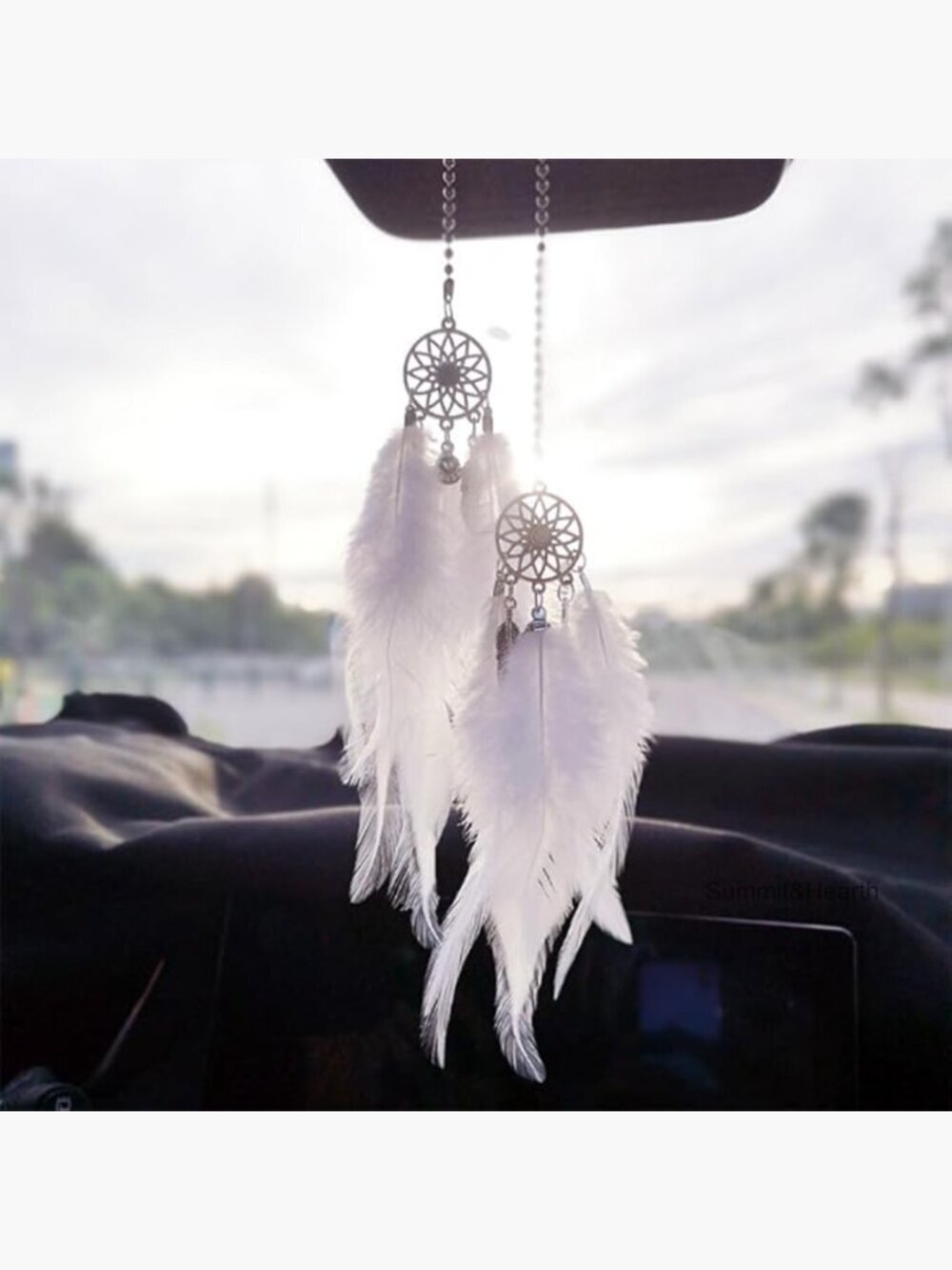 Handmade Dream Catcher Car Charm Hanging Ornament Alloy Steel Feather